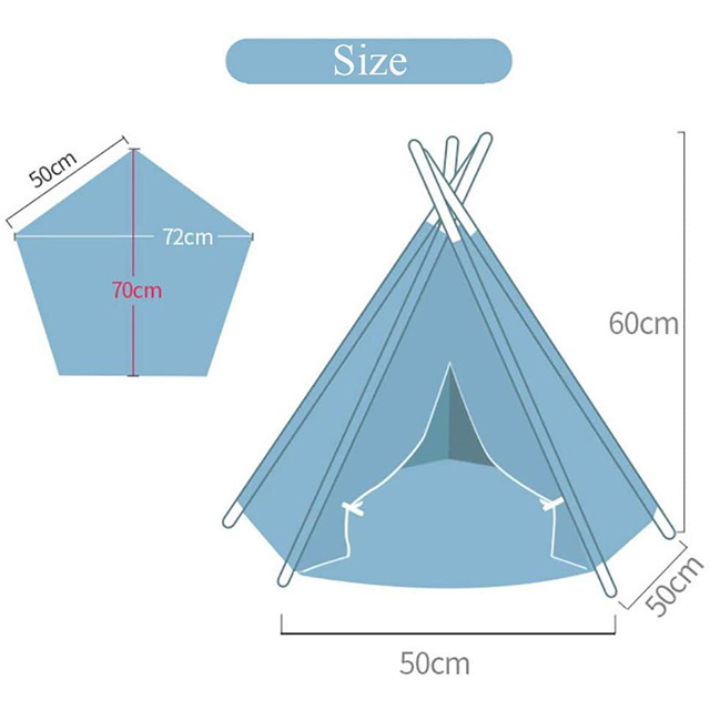 Portable Pet Canopy Teepee Indian Tent Bed for Little Dogs and Cats with a Soft Cushion