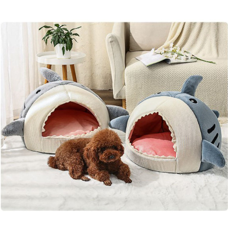 Shark shaped Cat Beds Pet Beds Warming Cat House Cat Cave  Removable Cover Machine Washable Customized for Wholesale