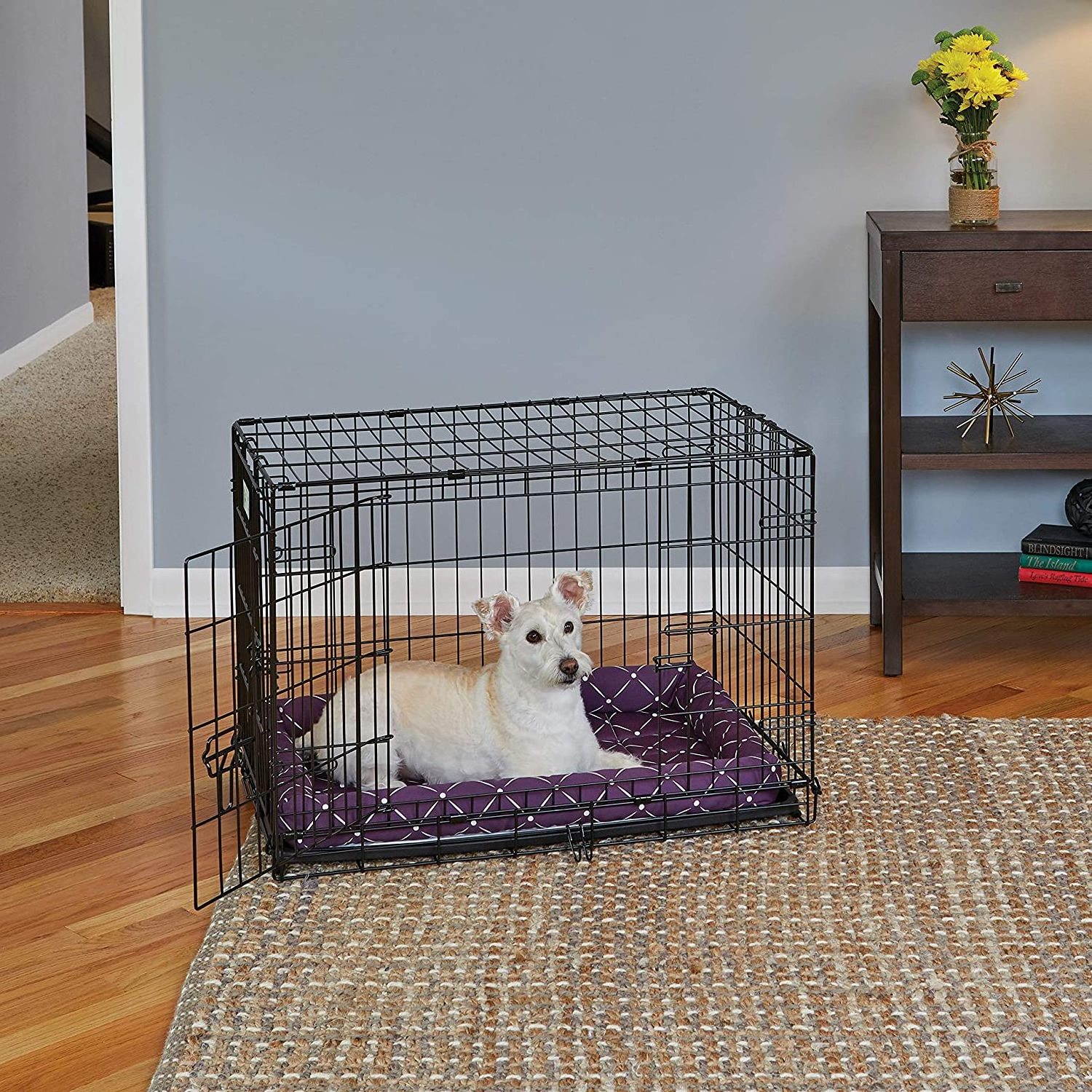 Pet dog bed is specially designed for folding metal dog cage Pet bed series mushroom and white diamond pattern