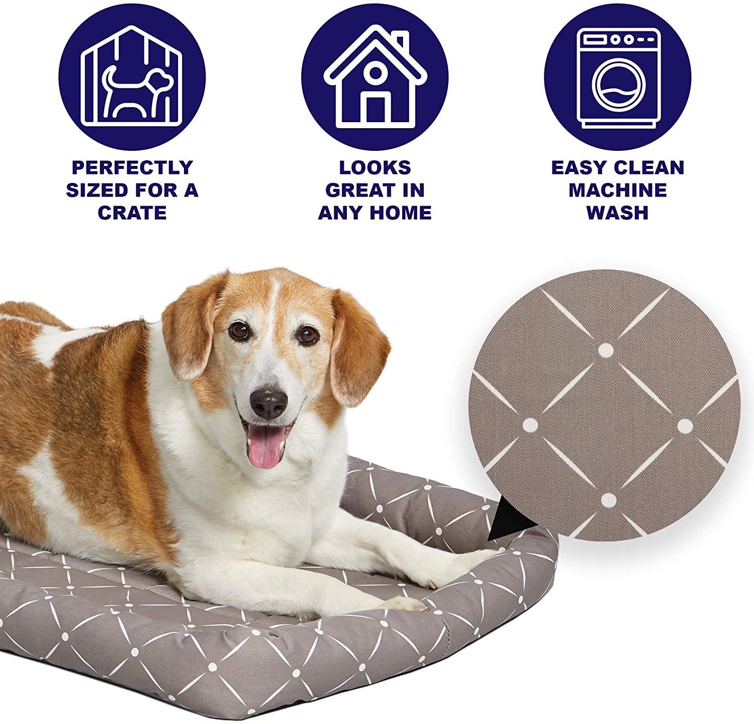 Pet dog bed is specially designed for folding metal dog cage Pet bed series mushroom and white diamond pattern