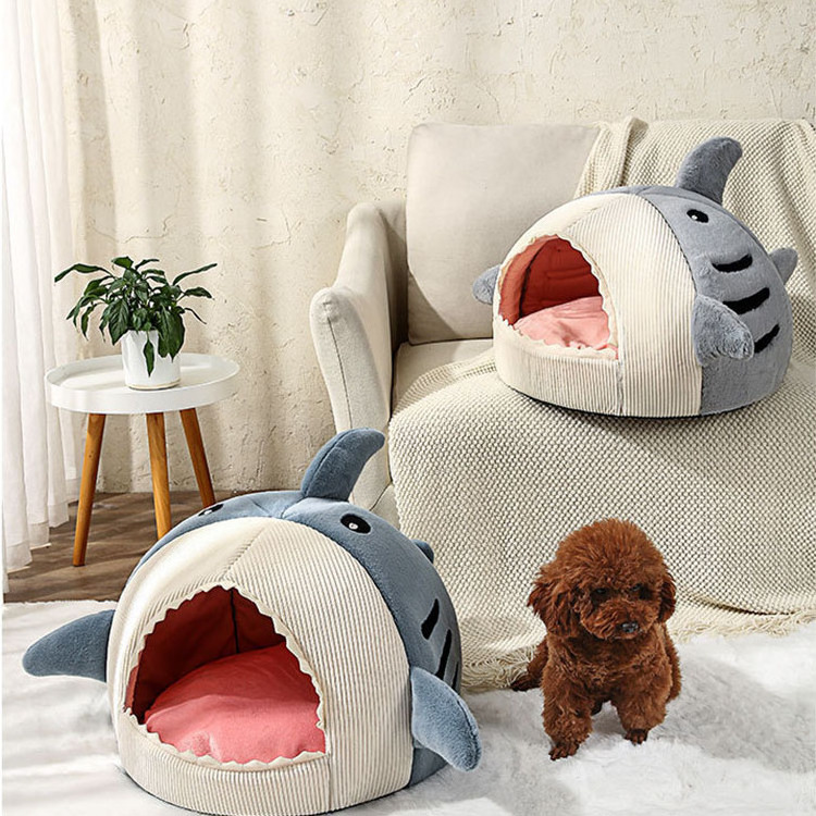 Shark shaped Cat Beds Pet Beds Warming Cat House Cat Cave  Removable Cover Machine Washable Customized for Wholesale