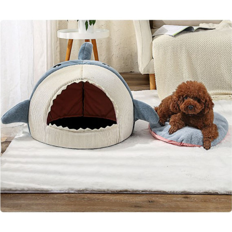 Shark shaped Cat Beds Pet Beds Warming Cat House Cat Cave  Removable Cover Machine Washable Customized for Wholesale