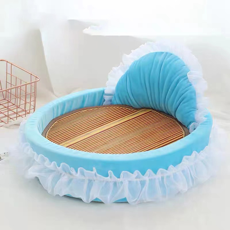 Wholesale fashion pet supplies lace teddy princess nest can move folding bed dog sofa fur plush Luxury princess kennel