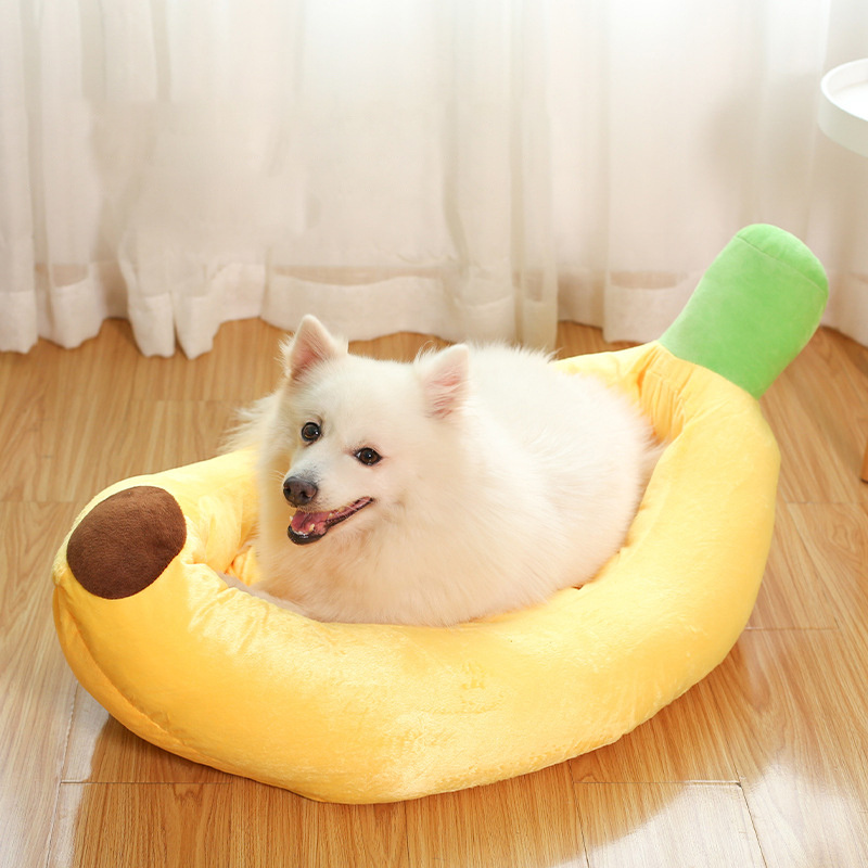 Banana Pet Nest Autumn/Winter Warm Dog Bed Removable and Washable Pet Mat Corgi dog nest banana pet bed