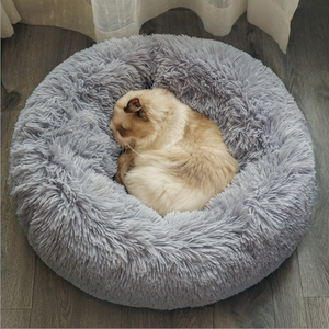 Calming Shag Vegan Faux Fur Pet Bed Deep Sleep Donut Cuddler Dog Bed cama para mascota