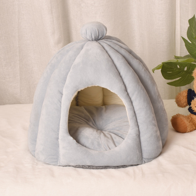 Four seasons machine washable cat cave linen cat cave warm cat house comfortable small dog general pet beds cozy cave dog bed