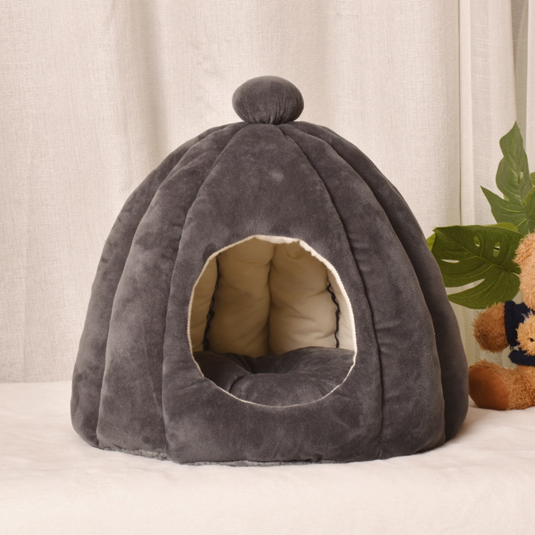 Four seasons machine washable cat cave linen cat cave warm cat house comfortable small dog general pet beds cozy cave dog bed