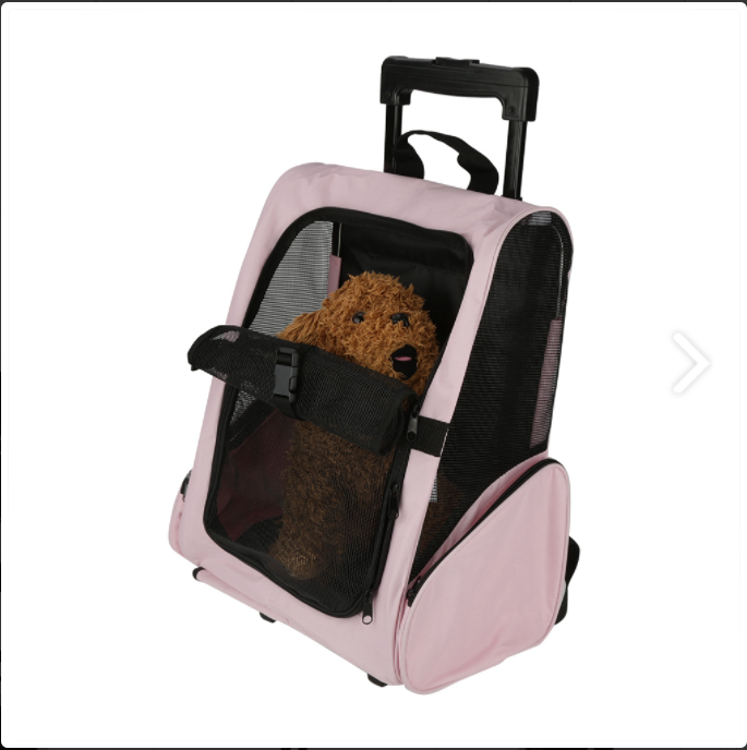 Best-selling New Products  Pet Portable Pet Travel Carrier Bag Rolling Backpack Cat Dog Transporting Luggage Box(Pink)