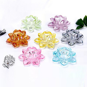 Artificial And Cheaper Glass Candelabra Crystal Lotus Flower Tealight Votive Candle Holder