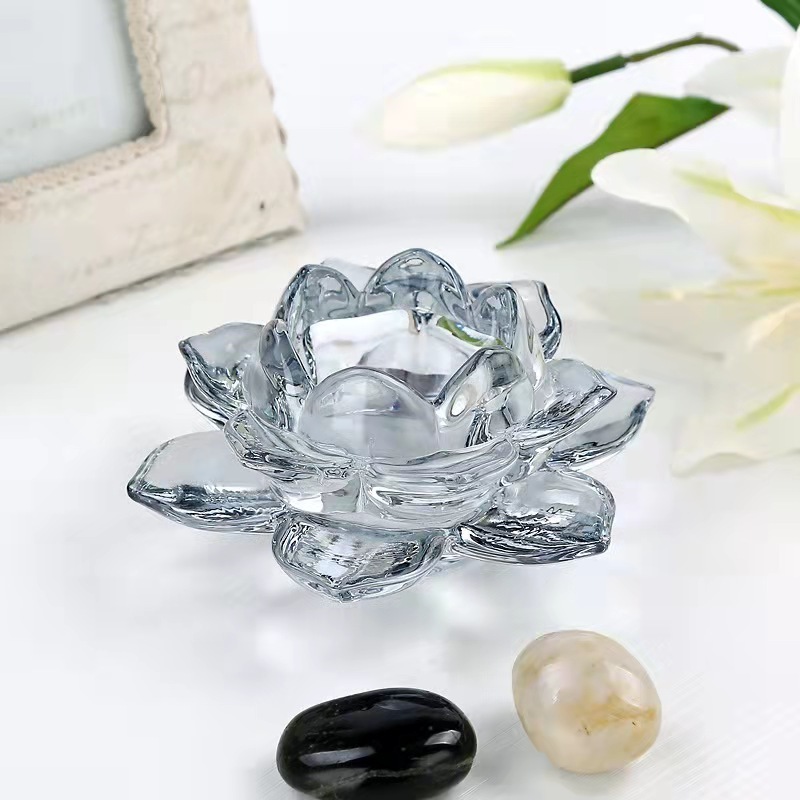 Artificial And Cheaper Glass Candelabra Crystal Lotus Flower Tealight Votive Candle Holder