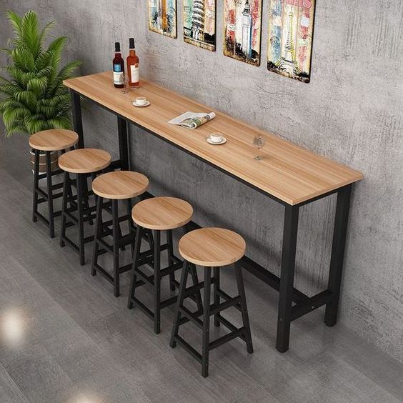 Industrial Retro Style Commercial Furniture Long Dinner Dining Metal Kitchen Wood Restaurant Bar Table