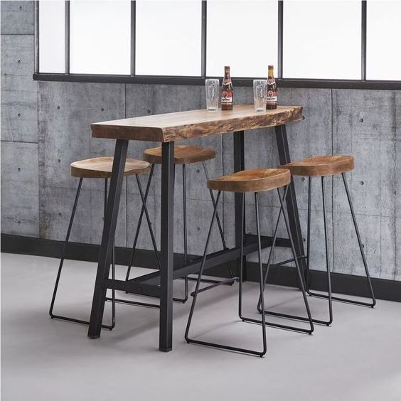 Industrial Retro Style Commercial Furniture Long Dinner Dining Metal Kitchen Wood Restaurant Bar Table