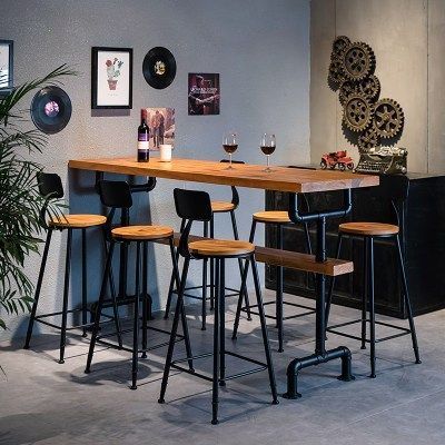 Industrial Retro Style Commercial Furniture Long Dinner Dining Metal Kitchen Wood Restaurant Bar Table