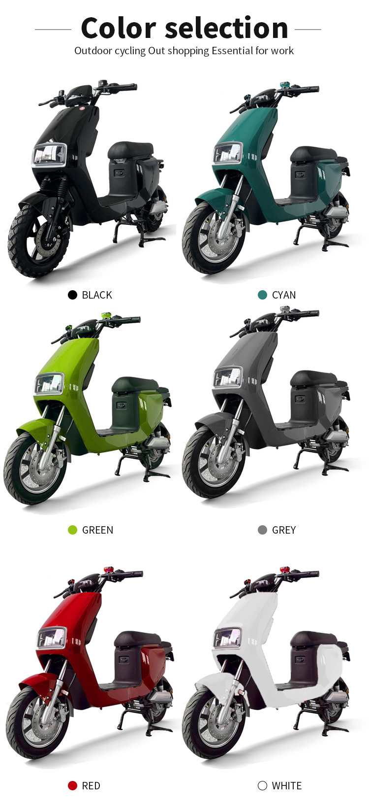 250W 600W Electric Bike Scooter Moped 1000W Powerful Adult Electric Motorcycle Bicycle for Southeast Asia Market