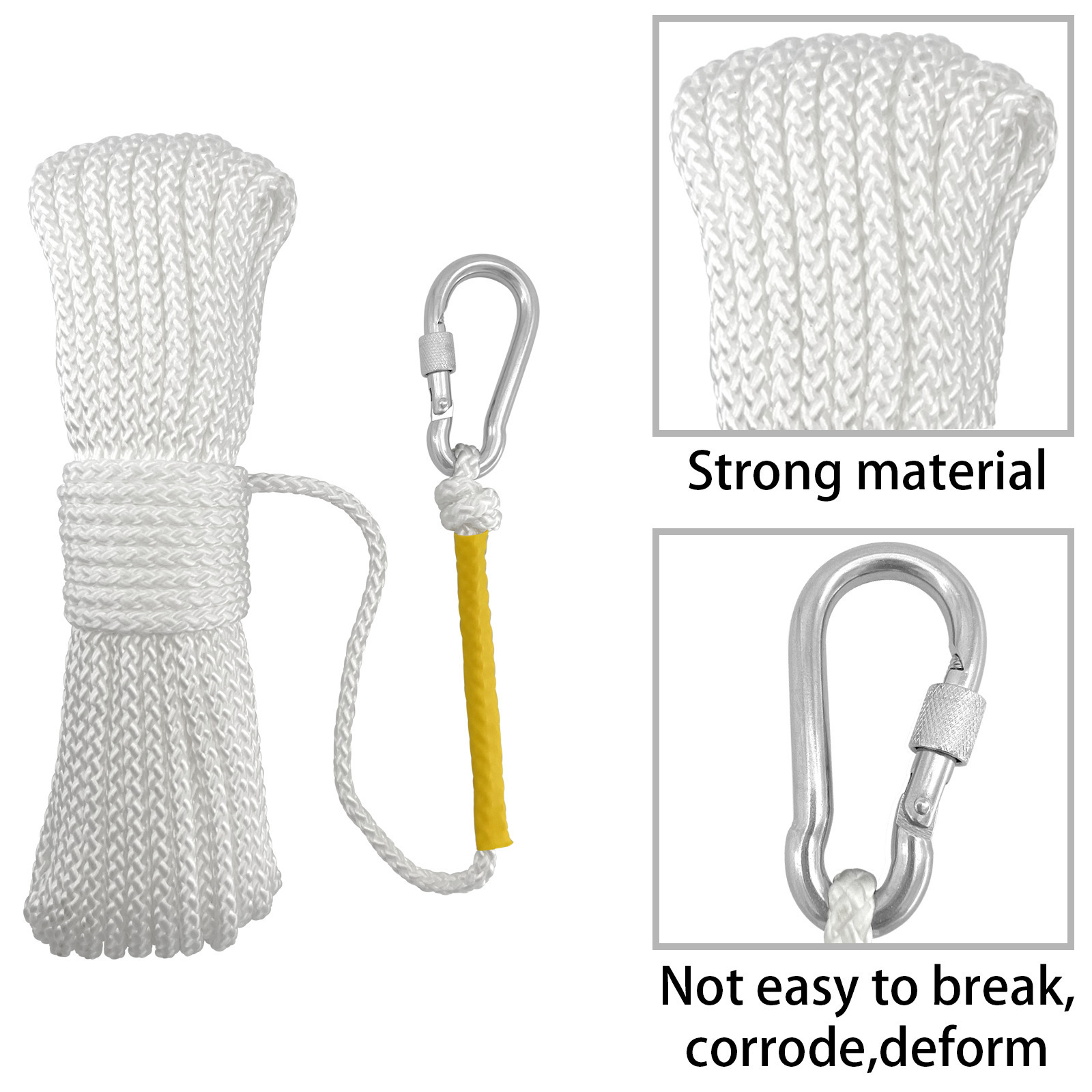 Boat Throw Rope- Double Braided Nylon Rope Stitched Loops and Floats by Boat Lines and Dock Ties