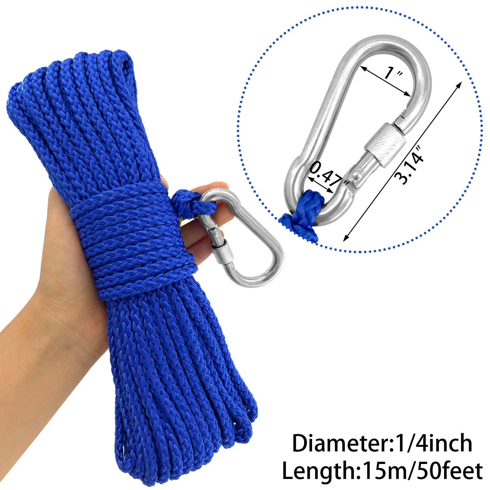 Boat Throw Rope- Double Braided Nylon Rope Stitched Loops and Floats by Boat Lines and Dock Ties