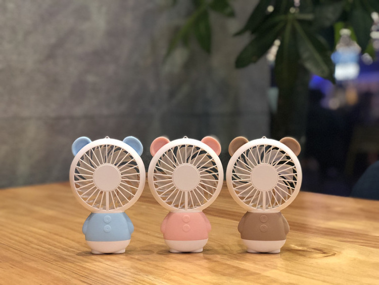 New Product Air Cooling Portable Damo Bear & Rabbit Handheld USB Fan Stand Table Fan Rechargeable Mini Fan With LED Light