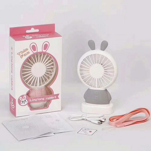 New Product Air Cooling Portable Damo Bear & Rabbit Handheld USB Fan Stand Table Fan Rechargeable Mini Fan With LED Light