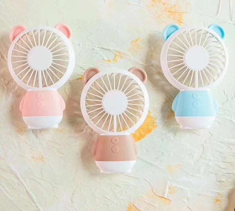 New Product Air Cooling Portable Damo Bear & Rabbit Handheld USB Fan Stand Table Fan Rechargeable Mini Fan With LED Light