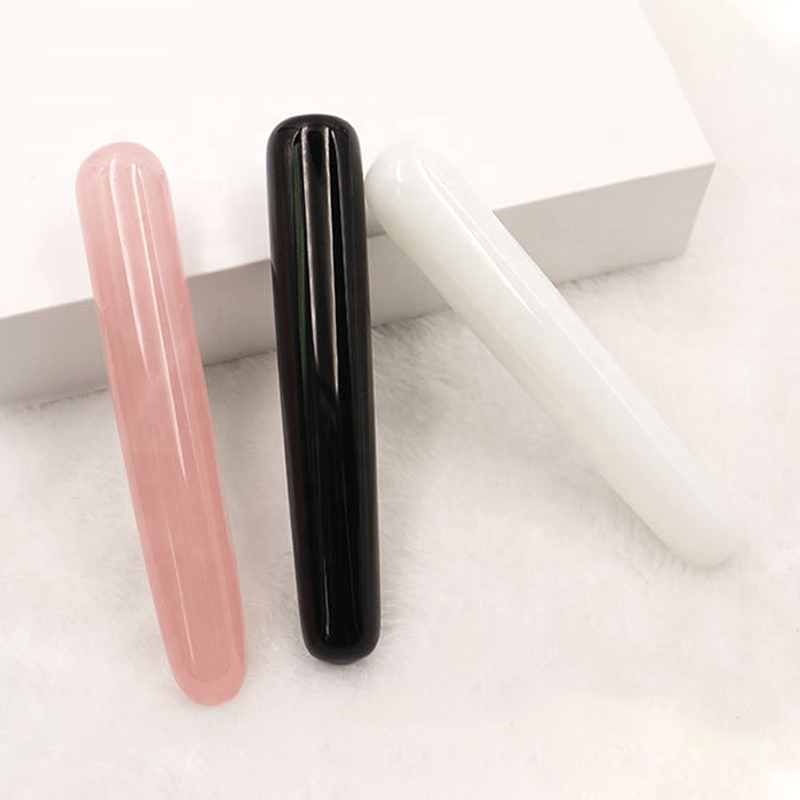 Rose Quartz Gua Sha Massage Stick Facial Tool Kegel Exercise Massage Wand 110MM Green Jade Healing Wand For Acupuncture Therapy