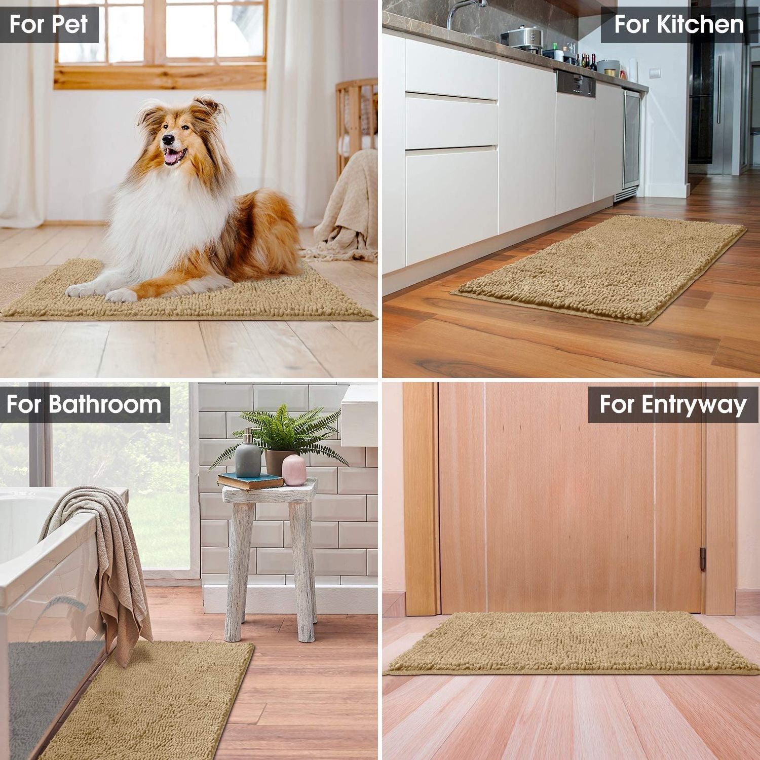 High Quality Dog Chenille Doormats Pet Indoor Door Mats Washable for Mud Entry Indoor