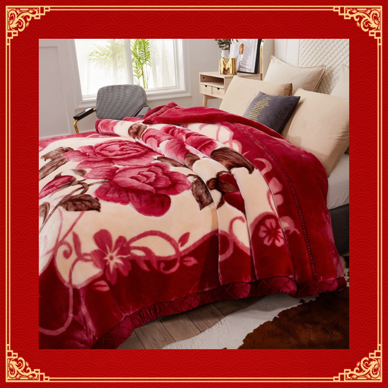 red wedding mink blanket reversible king size weighted warm blanket