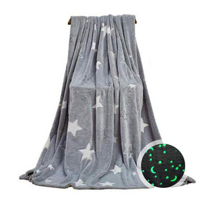 Super Soft Glow in The Dark Blanket Cozy Flannel Star Shining Luminous Blanket