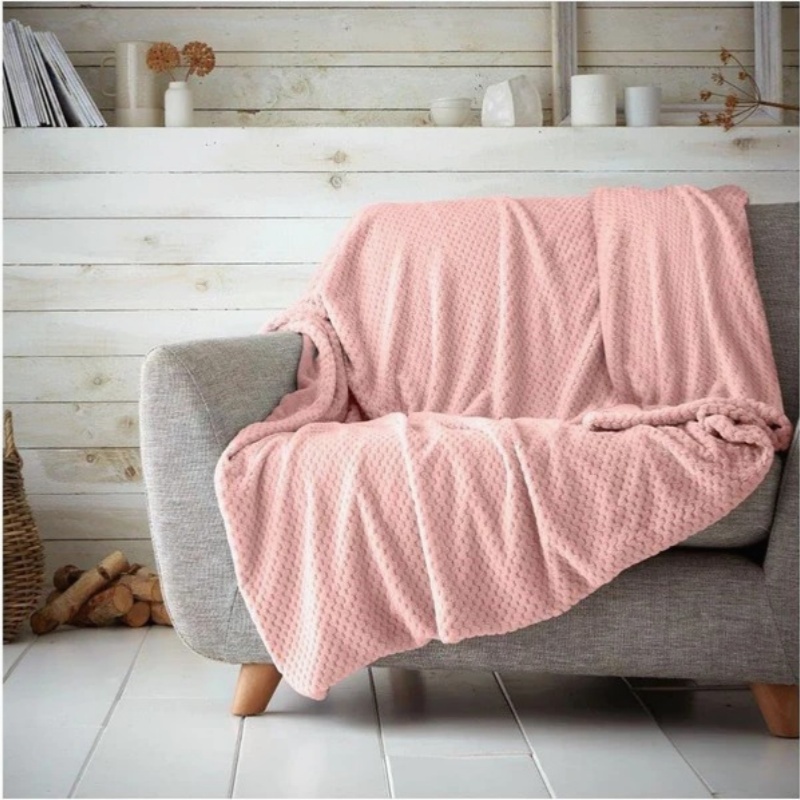 luxury waffle mink blanket honeycomb warm soft throw blanket  for sofa bed