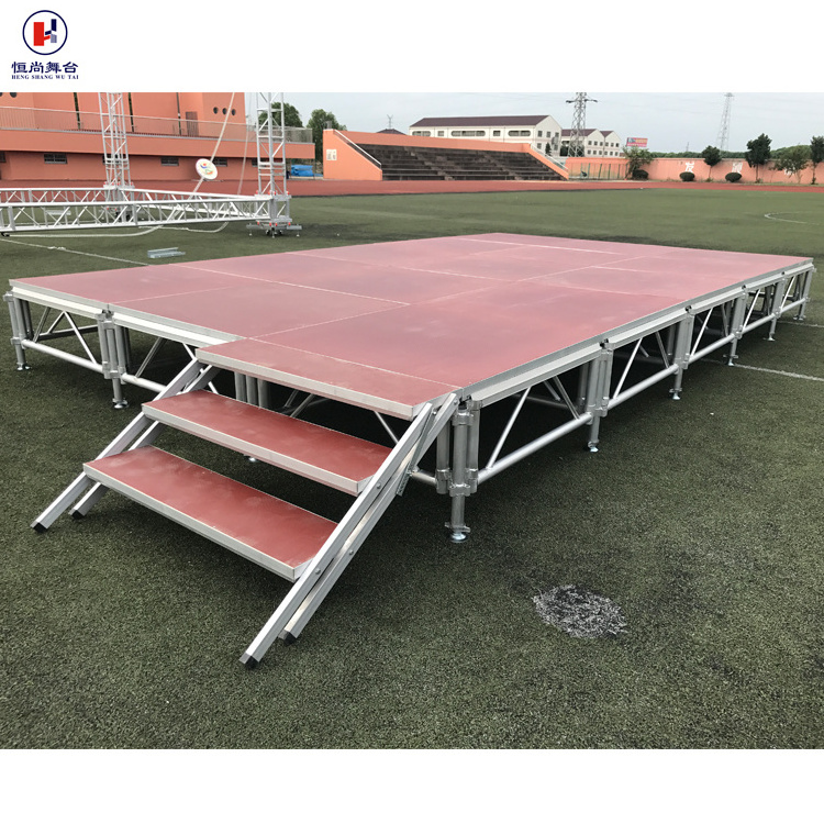 This event uses inexpensive stage structure aluminum 6082-T6 material and portable stage system to assemble aluminum alloy stage