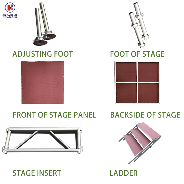 This event uses inexpensive stage structure aluminum 6082-T6 material and portable stage system to assemble aluminum alloy stage