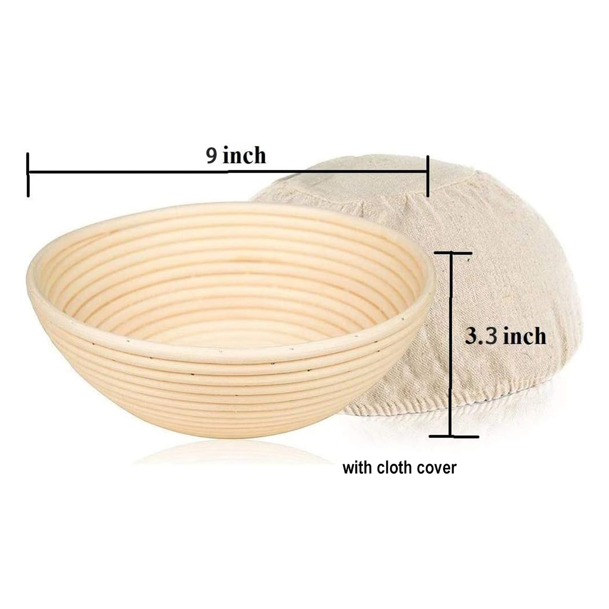 Bread Proofing Basket Set 9 Inch Round & 10 Inch Oval Sourdough Basket with Bread Lame Dough Whisk Dough Scraper