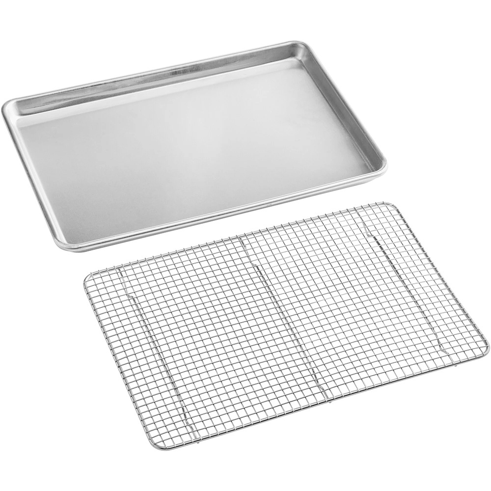 Commercial Custom Non-stick Aluminum Baking Sheet Pan/Tray with Stainless Steel Footed Cooling Rack