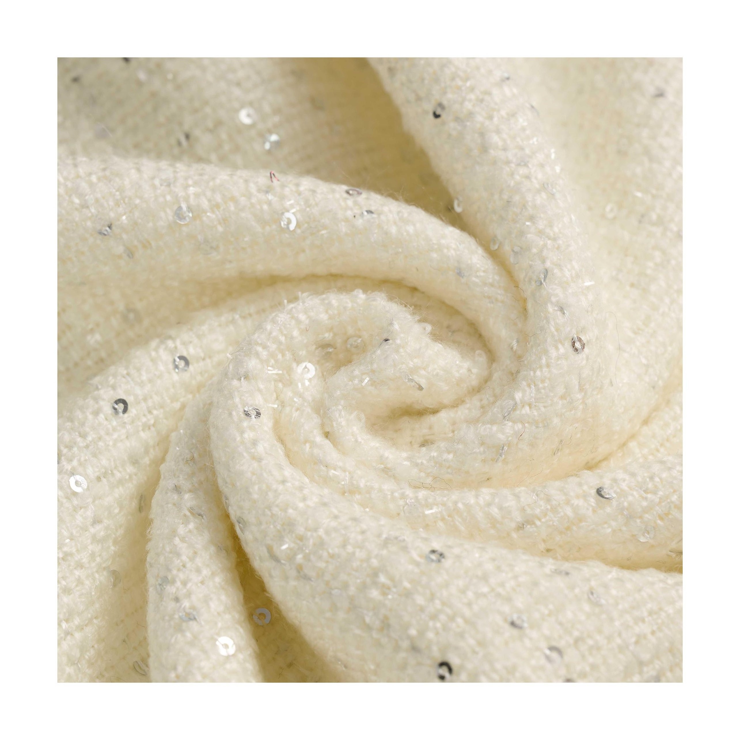 Factory Outlet Inlay White Shiny Silk Thread Tweed Clothing Glitter Polyester Fabric