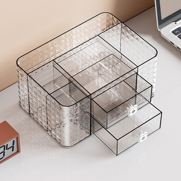 2024 new arrival cosmetic brush dresser organizer transparent storage box acrylic pen holder for desk