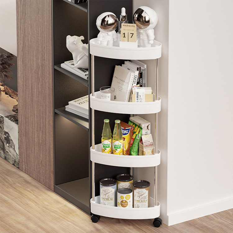 4 tiers modern corner space saving kitchen organizer shelf plastic storage rack for living room