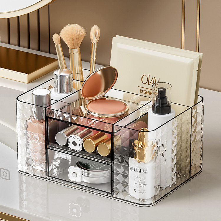 2024 new arrival cosmetic brush dresser organizer transparent storage box acrylic pen holder for desk