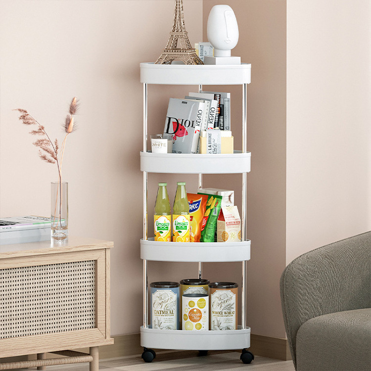 4 tiers modern corner space saving kitchen organizer shelf plastic storage rack for living room