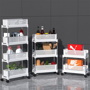 Home kitchen small three tier rolling mobile storage trolley plastics storage cabinet drawers cart