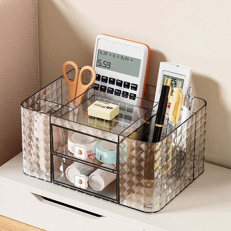 2024 new arrival cosmetic brush dresser organizer transparent storage box acrylic pen holder for desk