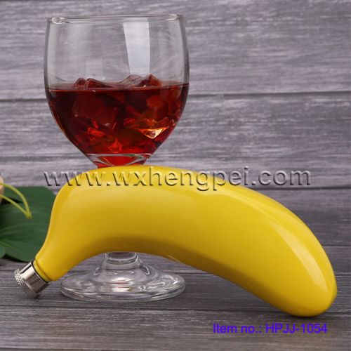 Alcohol Bottle Fruit Shaped 5 oz / Fruit Banana Wine Set / Banana Flask for Liquor