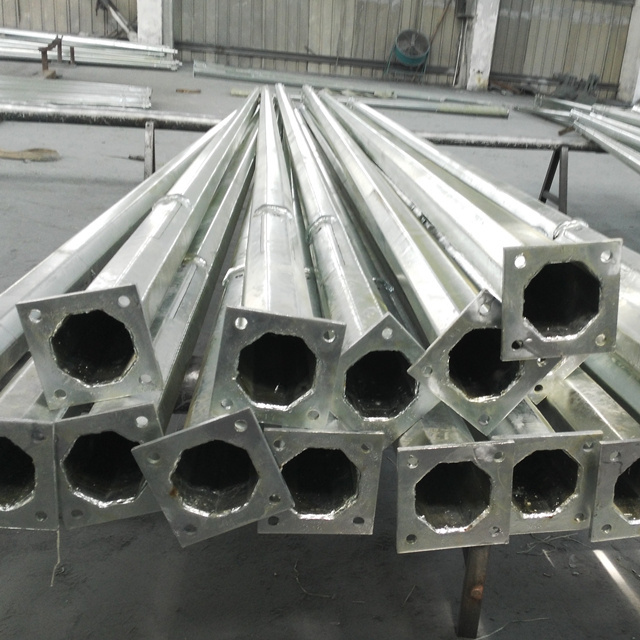 wholesale price hot dip galvanized steel octagonal 5m 9m 12m street light lamp pole with base plate