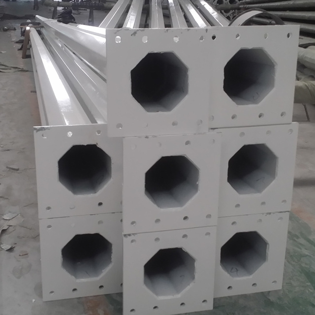 wholesale price hot dip galvanized steel octagonal 5m 9m 12m street light lamp pole with base plate