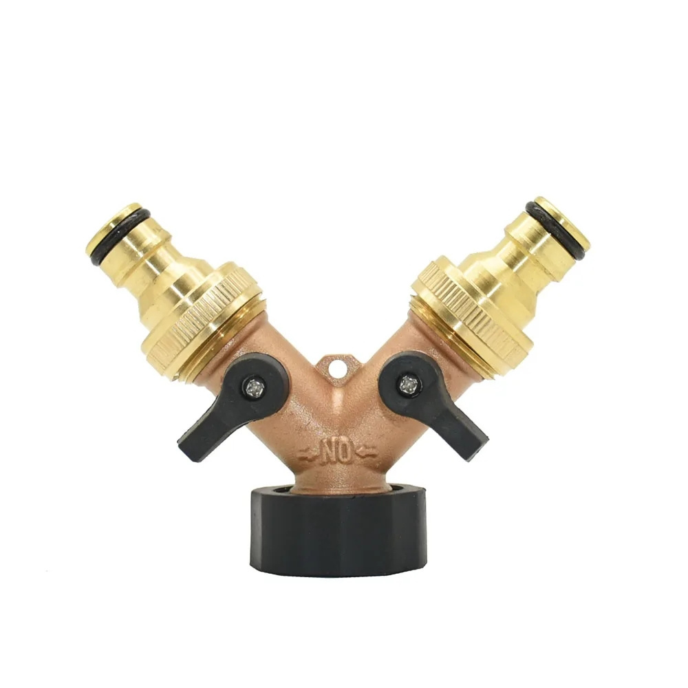 Brass 2-way Garden Tap Female 3/4 Y Irrigation Valve Water Splitter Quick Connector Garden Hose Splitter 1 Set