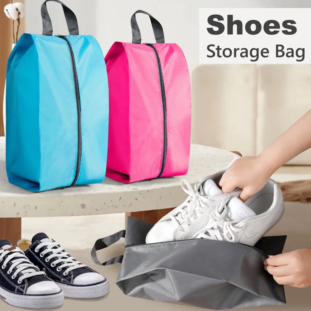 Waterproof Travel Shoes Storage Bag Portable Dustproof Shoe Cover With Zipper Pouch Nylon Closet Shoes Sorting Bag Organizer Bag