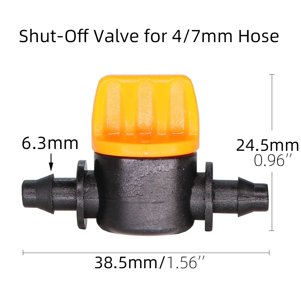 1/4'' Barbed Mini Valve Shut Off Coupling Connectors for 4/7mm Hose Garden Water Irrigation Pipe Adaptor Greenhouse