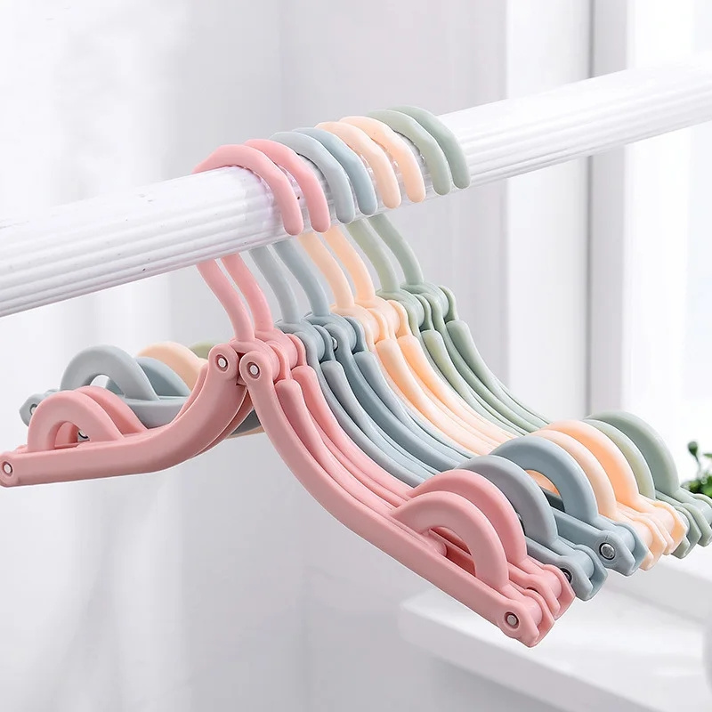 Multifunctional plastic foldable clothes hanger travel space saving simple clothes support creative portable clothes hanger