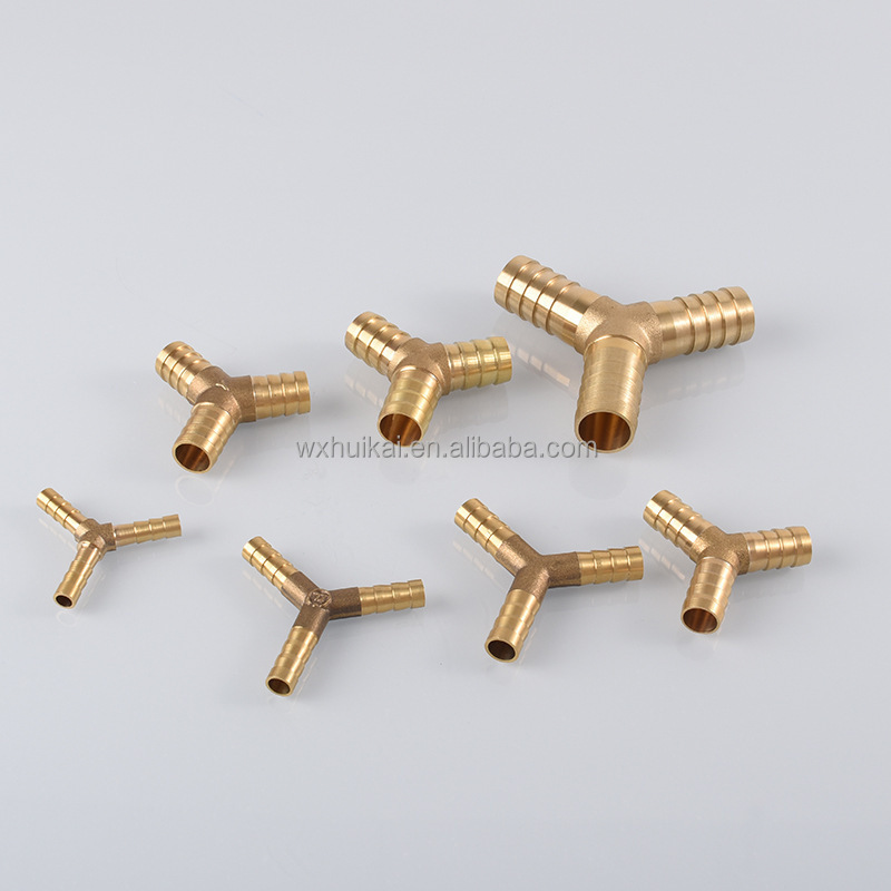 Hose Barb 4/6/8/10/12/14/16/19mm Y-Shape 3 Ways Reducing Brass Pipe Fitting Water Gas Oil  Splitter Coupler Adapter Connector