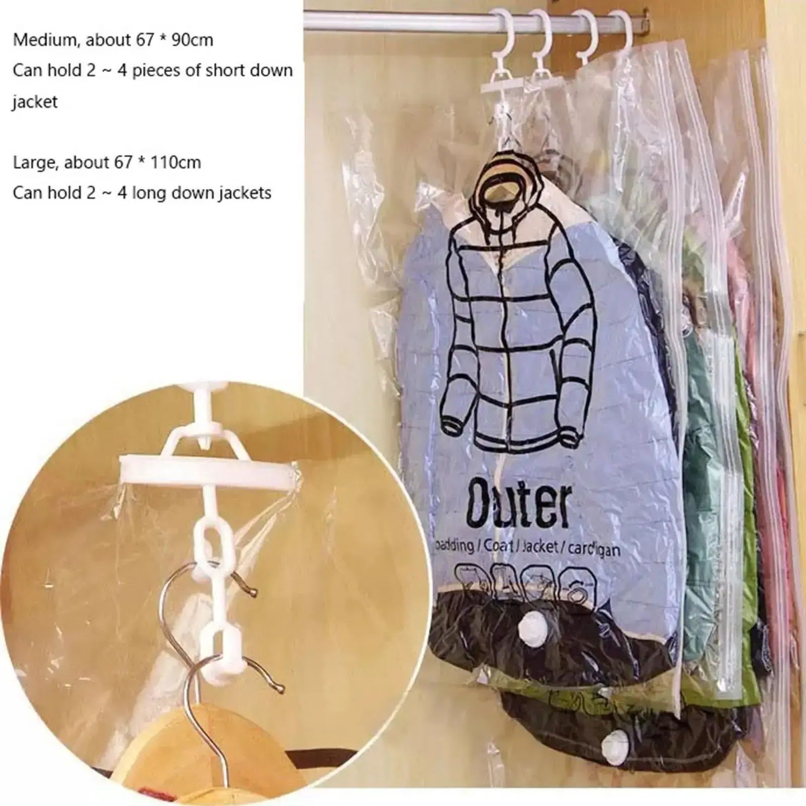 Wardrobe Compressed Bag Closet Organizer Hanging Vacuum Storage Bags Vacuum bags for storing clothes Space Saving Seal Organizer