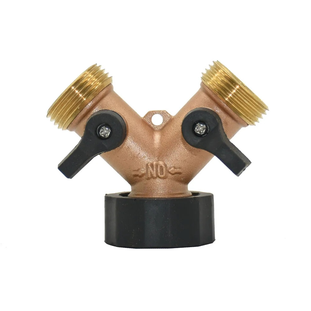 Brass 2-way Garden Tap Female 3/4 Y Irrigation Valve Water Splitter Quick Connector Garden Hose Splitter 1 Set