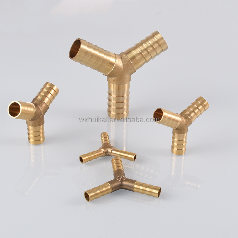 Hose Barb 4/6/8/10/12/14/16/19mm Y-Shape 3 Ways Reducing Brass Pipe Fitting Water Gas Oil  Splitter Coupler Adapter Connector